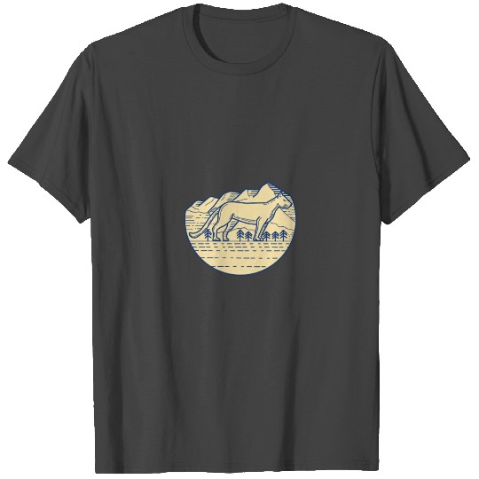 Cougar Mountain Lion Tree Mono Line T Shirts
