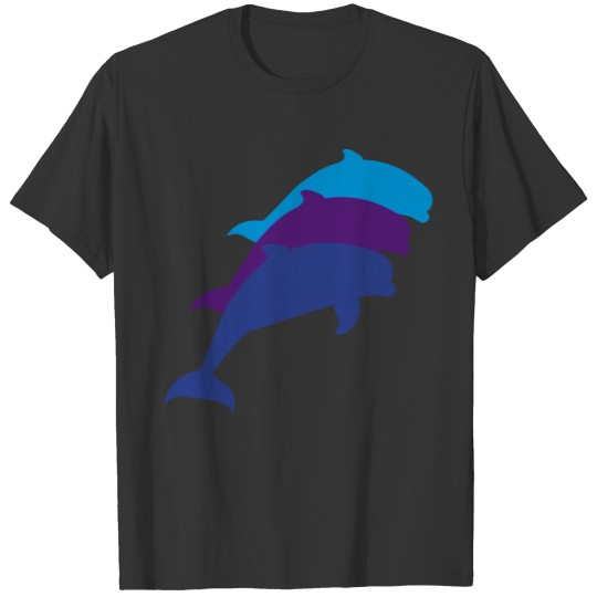 3 delfine team pattern cool design silhouette outl T-shirt