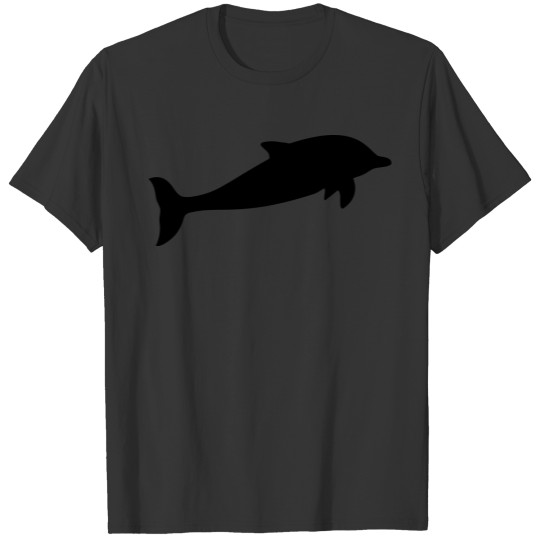 Black silhouette outline delfin jumping cute cute T-shirt