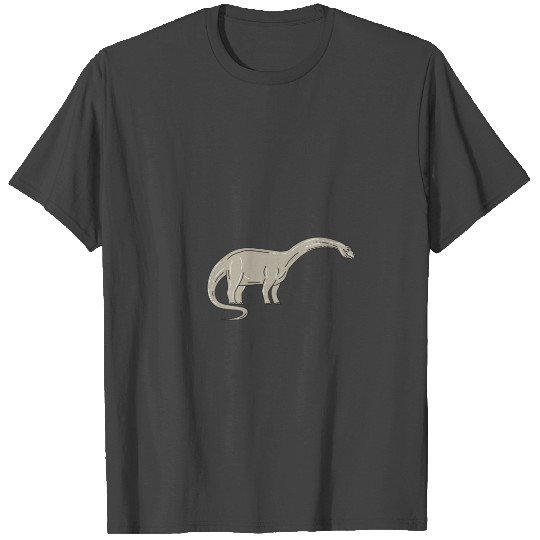 Brontosaurus Dinosaur Looking Down Mono Line T Shirts
