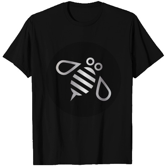 Minimal Bee or Bumblebee in Silver on a Black T Shirts