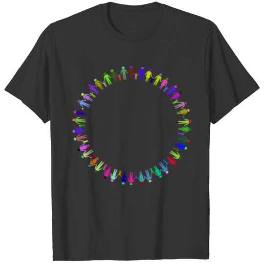 Family Holding Hands Circle Prismatic T Shirts