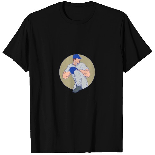 American Baseball Pitcher Throw Ball Circle Drawin T Shirts