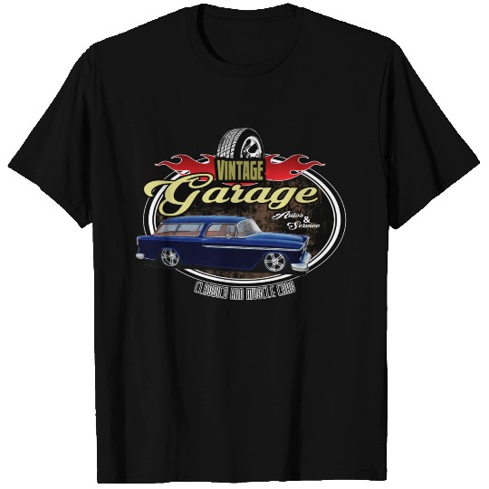 Classic Car Garage with Blue Nomad T Shirts