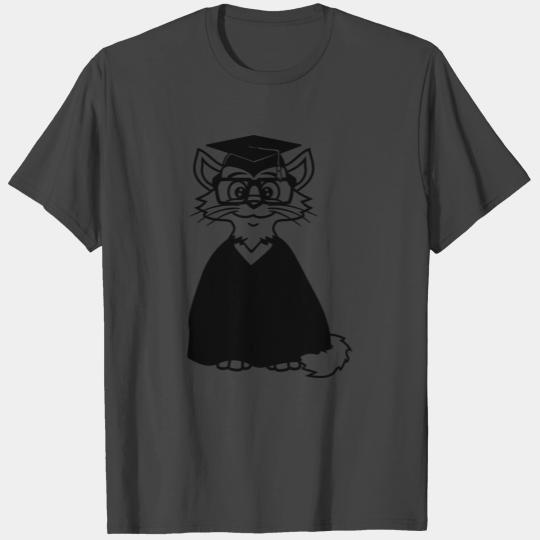 cat, college, certificate, hat, gray, gray, cute, T Shirts