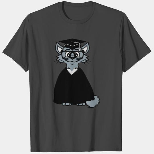 cat, college, certificate, hat, gray, gray, cute, T Shirts