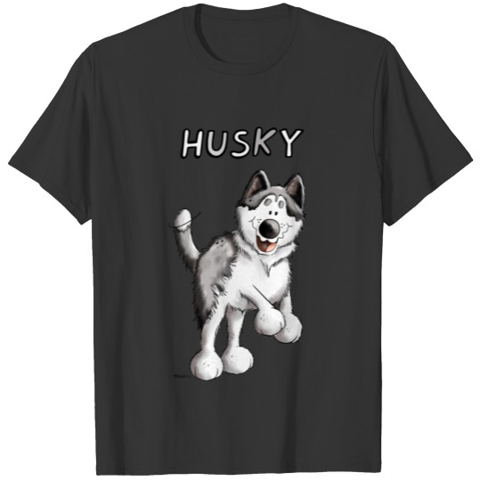 Happy Husky - Dog - Dogs - Gift - Cartoon - Funny T-shirt
