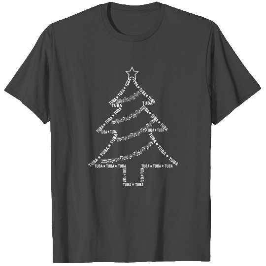 White Tuba Text Christmas Tree T Shirts