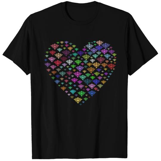 Prismatic Damask Heart No Background T Shirts