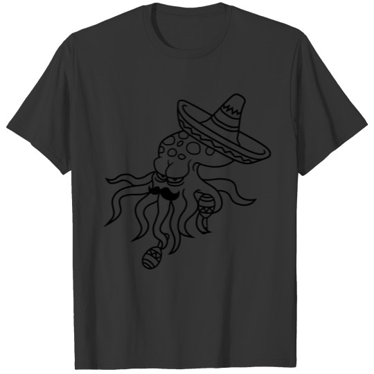 mexican south america sombrero hat rattles mustach T-shirt