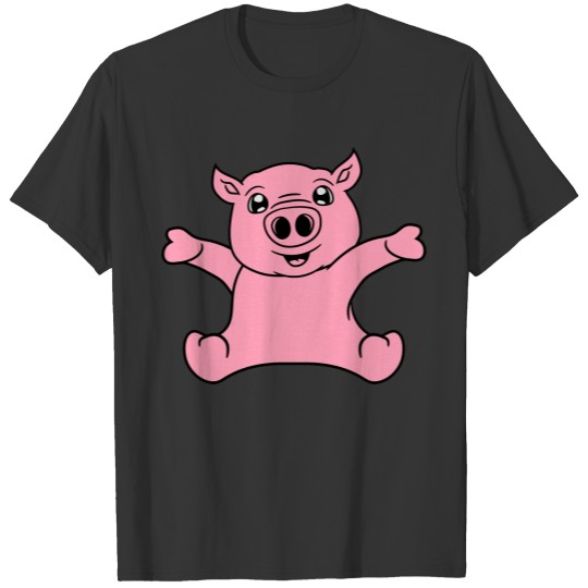 sitting friendly small child baby pig face head cu T Shirts