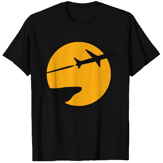 cliff night moon sun dashed line paper airplane fo T Shirts
