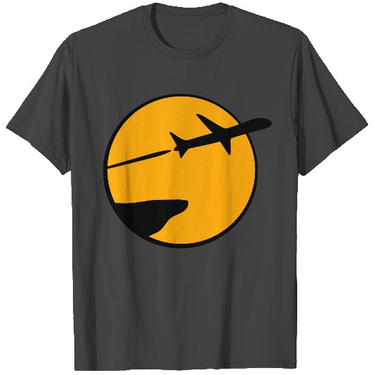 cliff night moon sun dashed line paper airplane fo T Shirts