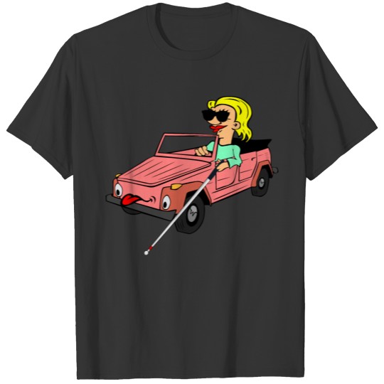 Blind Girl Driving Car Cartoon T Shirts