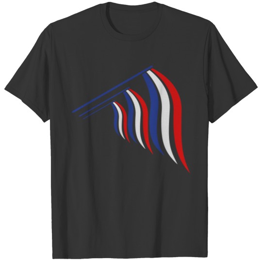 3 flags hanging flagpole 3 colors France nation bl T-shirt