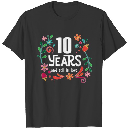 10th Anniversary Floral Border Party Gift T-shirt
