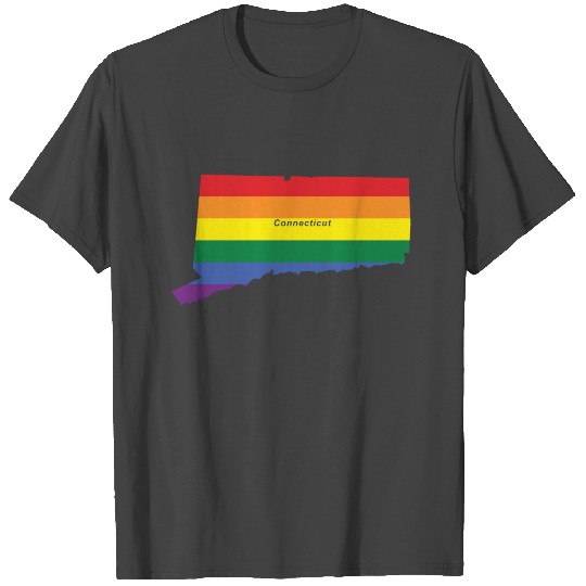 Connecticut Rainbow Flag T Shirts