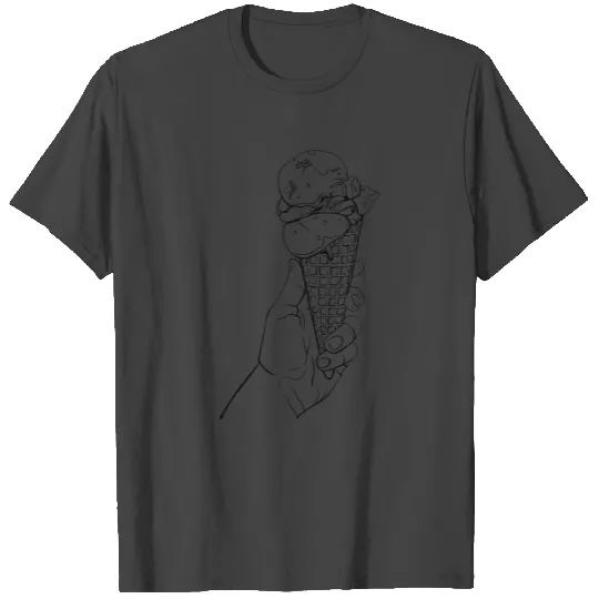 Man Holding Ice Cream Line Art T Shirts