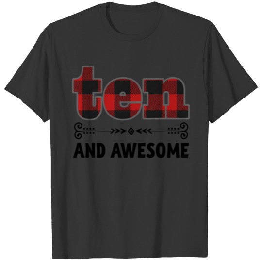10th Birthday Buffalo Plaid 10 And Awesome T Shirts