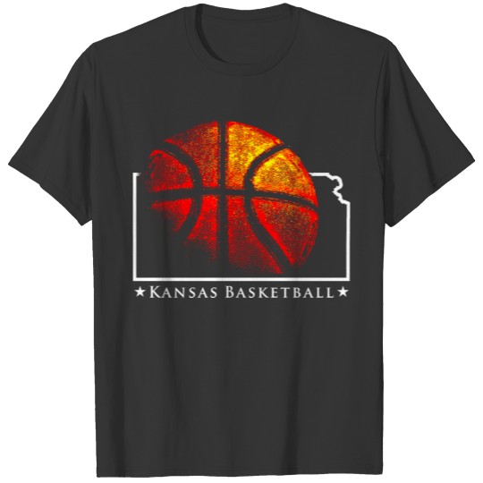 kansas basketball rising with kansas map T-shirt