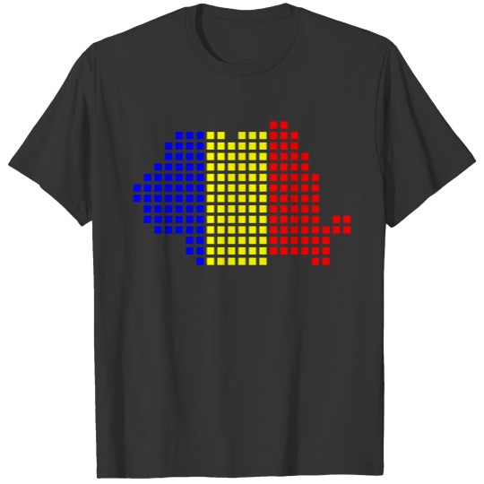 Romania flag pixel map T-shirt