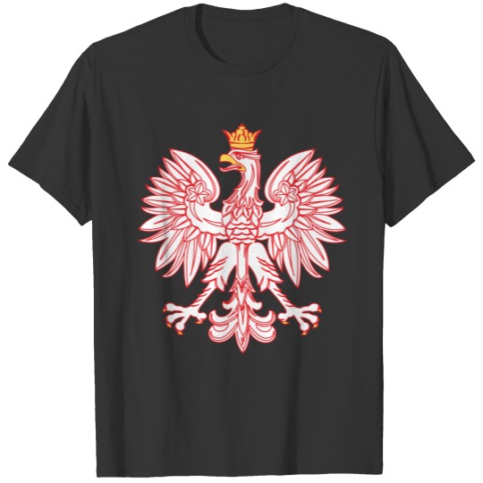 Polish Eagle Outlined In Red T Shirts