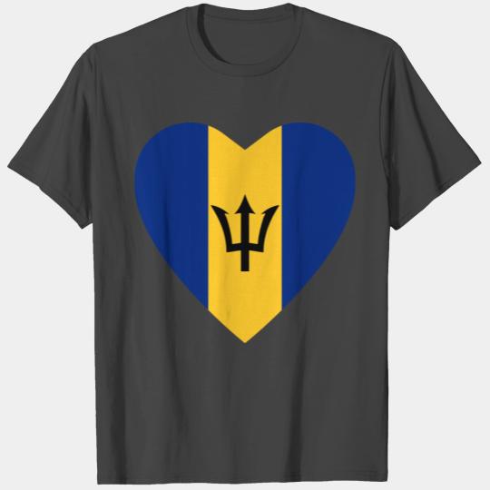 Barbados Flag Heart T Shirts