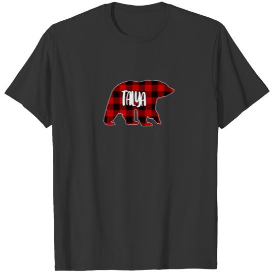 Womens Talya Bear Custom Red Buffalo Plaid Christm T-shirt