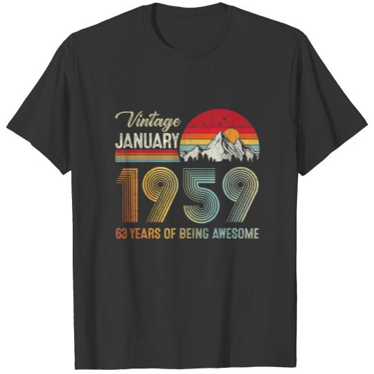 63Th Birthday Vintage February 1959 63 Years Old F T-shirt