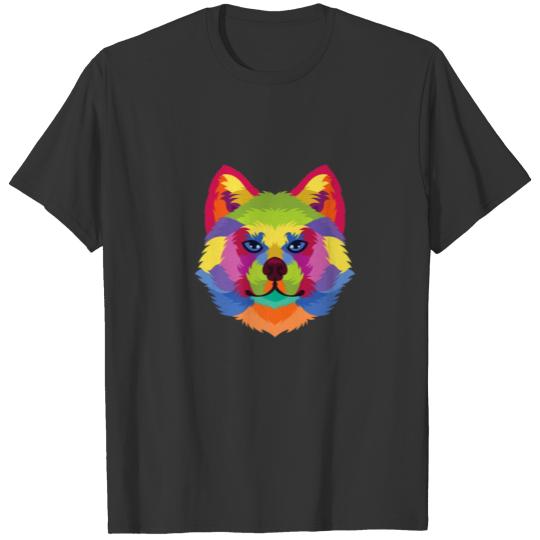 Colorful Chow-Chow Cute Dog's Head Artistic Geomet T-shirt