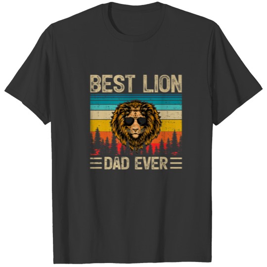 Mens Lion Vintage Funny Best Lion Dad Ever Father' T-shirt
