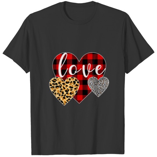 Funny Valentines Day For Women Love Heart Leopard T-shirt