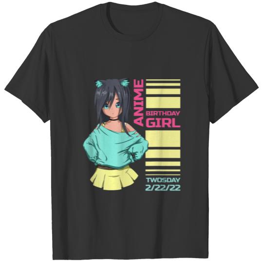 Twosday Birthday 2/22/22 Anime Birthday Girl Cute T-shirt