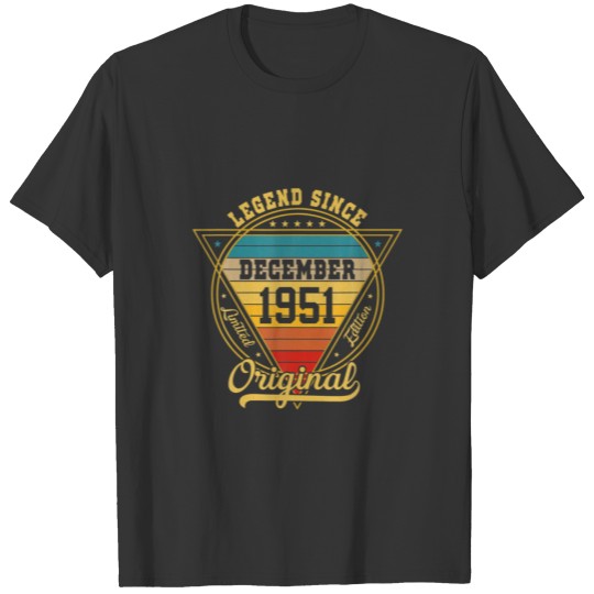 Retro Legend Since December 1951 70Th Birthday 70 T-shirt