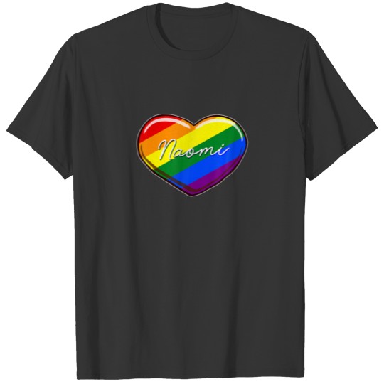 LGBT Pride Heart - First Name "Naomi" Rainbow Hear T-shirt