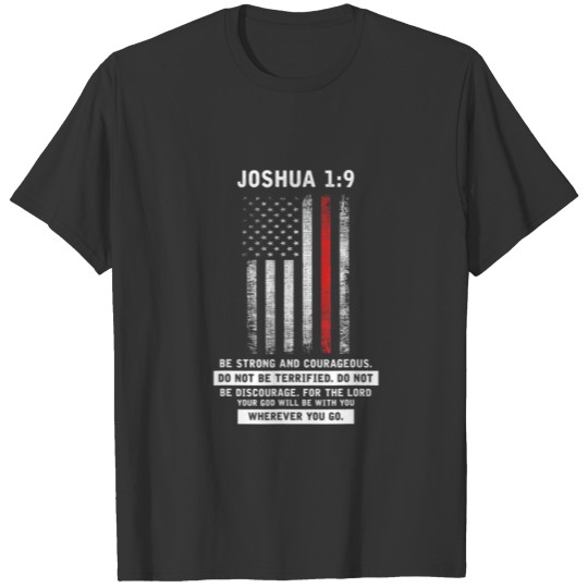 Inspiring USA Flag Joshua Christians Firefighters T-shirt