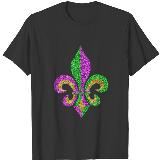 Mardi Gras Fleur De Lis Glitter Carnival Jester Me T-shirt
