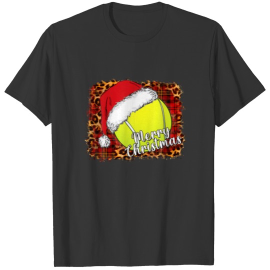 Tennis Lovers Leopard Santa Hat Funny Christmas Pa T-shirt