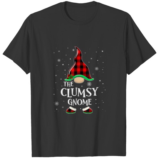 Clumsy Gnome Buffalo Plaid Matching Christmas Paja T-shirt