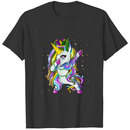 Dabbing Jester Unicorn Mardi Gras Carnival Kids Gi T-shirt