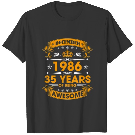 Vintage Born December 1986 35Th Birthday 35 Years T-shirt