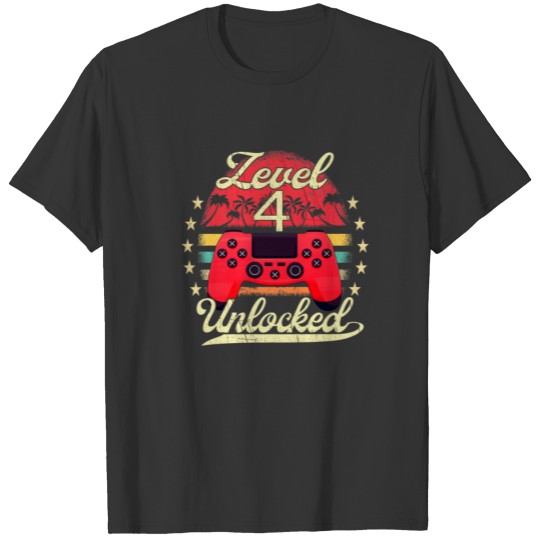 Level 4 Unlocked Boys Girls Bday Video Gamer 4Th B T-shirt