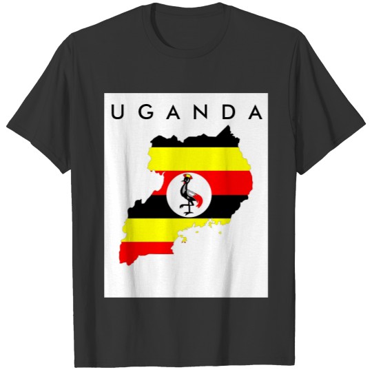 uganda country flag map shape symbol T-shirt