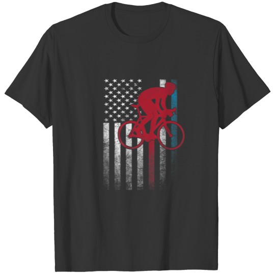 Cycling Bike Bicycle 4Th Of July Gift American Fla T-shirt
