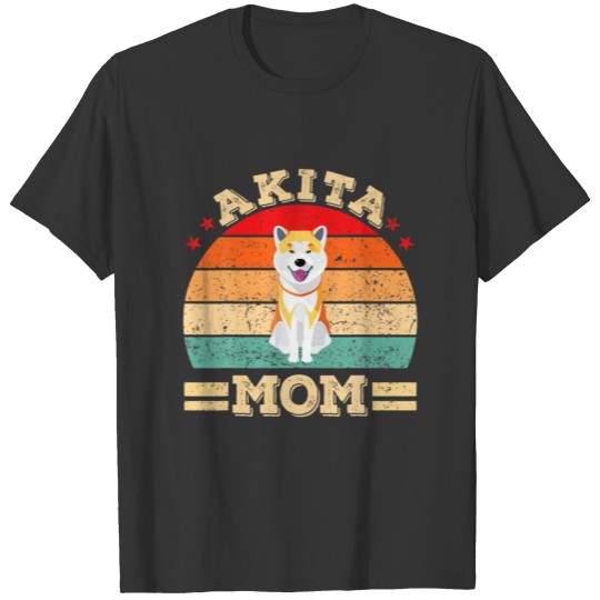 Funny Akita Mom Print Dog Vintage Retro Mother T-shirt
