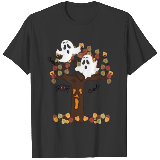 Halloween Ghosts Autumn Tree T-shirt