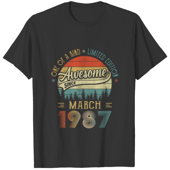 March 1987 Vintage 35 Years Old Retro 35th Birthda T-shirt