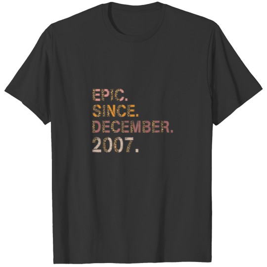Funny Epic Since December 2007 14Th Birthday Leopa T-shirt