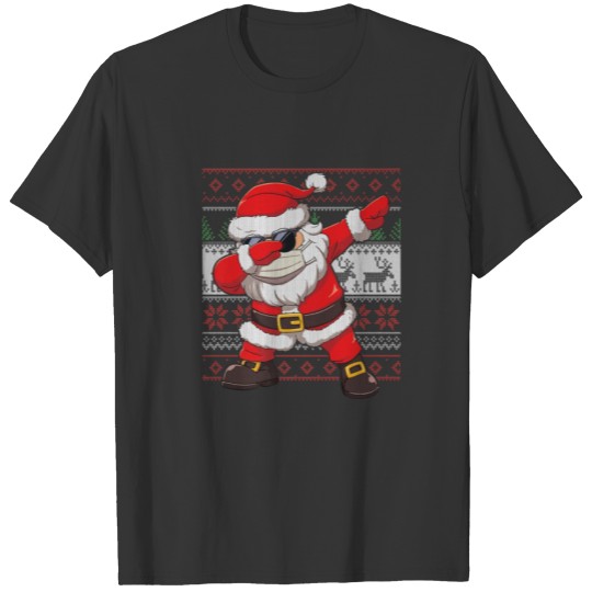 Dabbing Santa In Face Mask Sunglasses Ugly Christm T-shirt