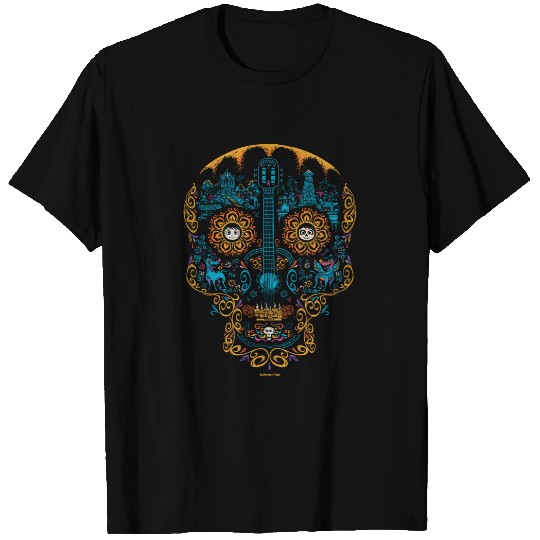 Disney Pixar Coco | Colorful Ornate Skull Guitar T-shirt